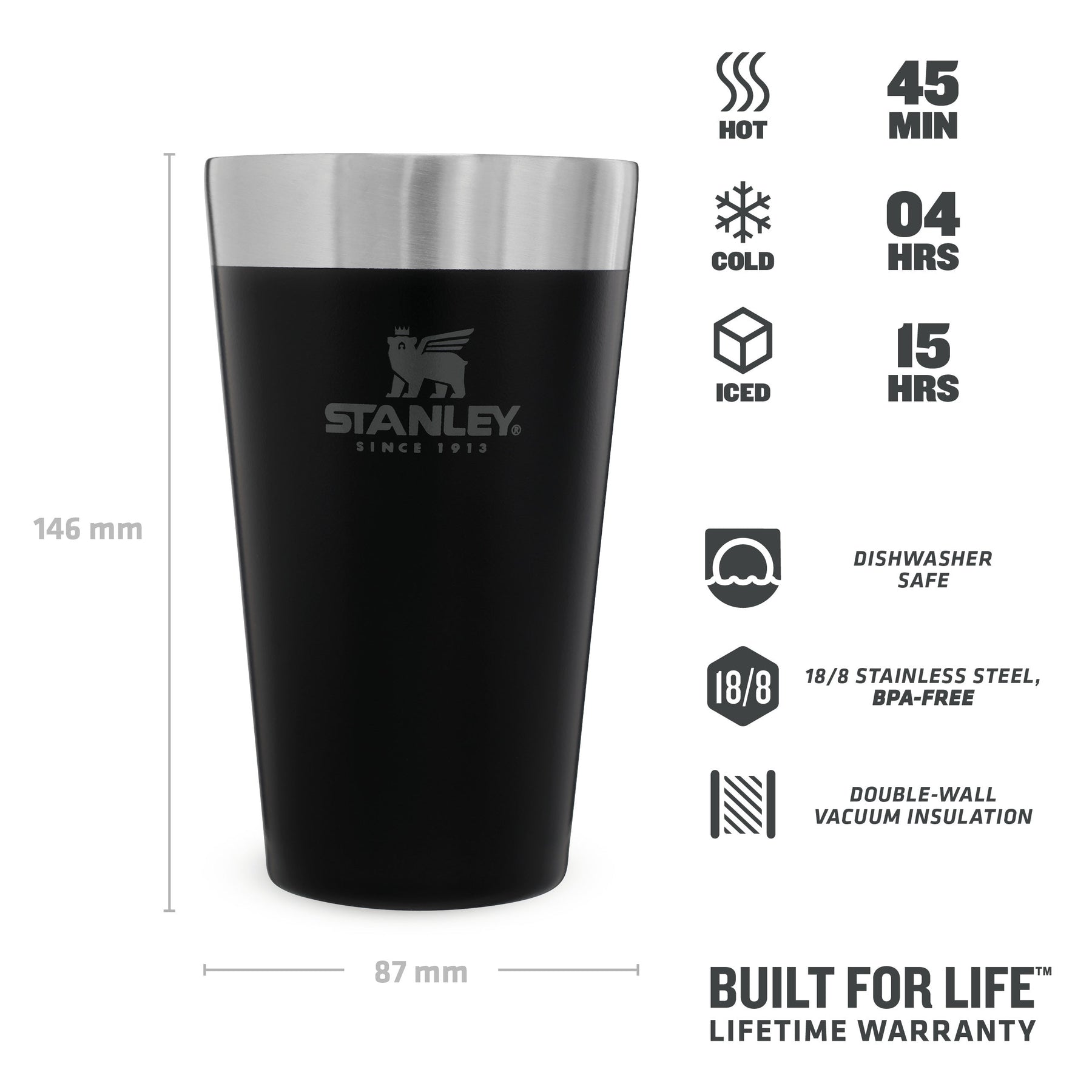 Stanley 24 oz. Adventure Big Grip Beer Stein, Matte Black