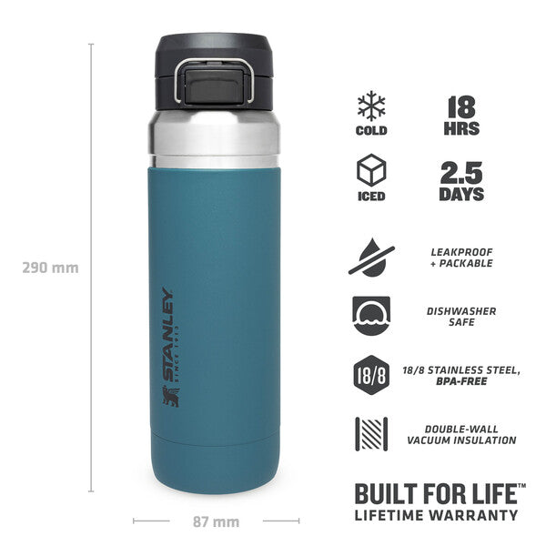 STANLEY 24 oz Lilac Stainless Steel Water Bottle with Wide Mouth and Flip- Top Lid 
