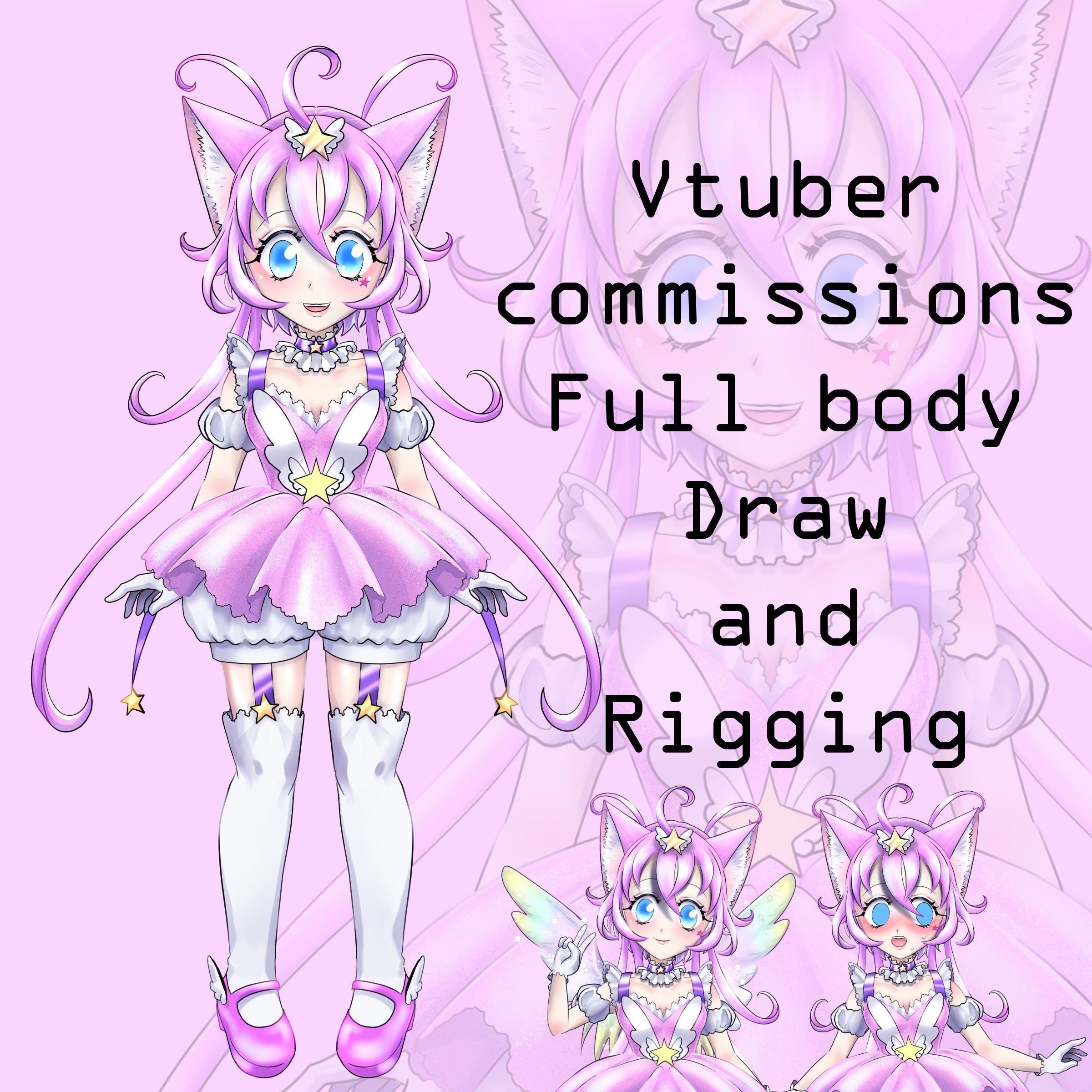 VTuber model LIVE2D commission Full body Drawing + Rigging in LIVE 2D