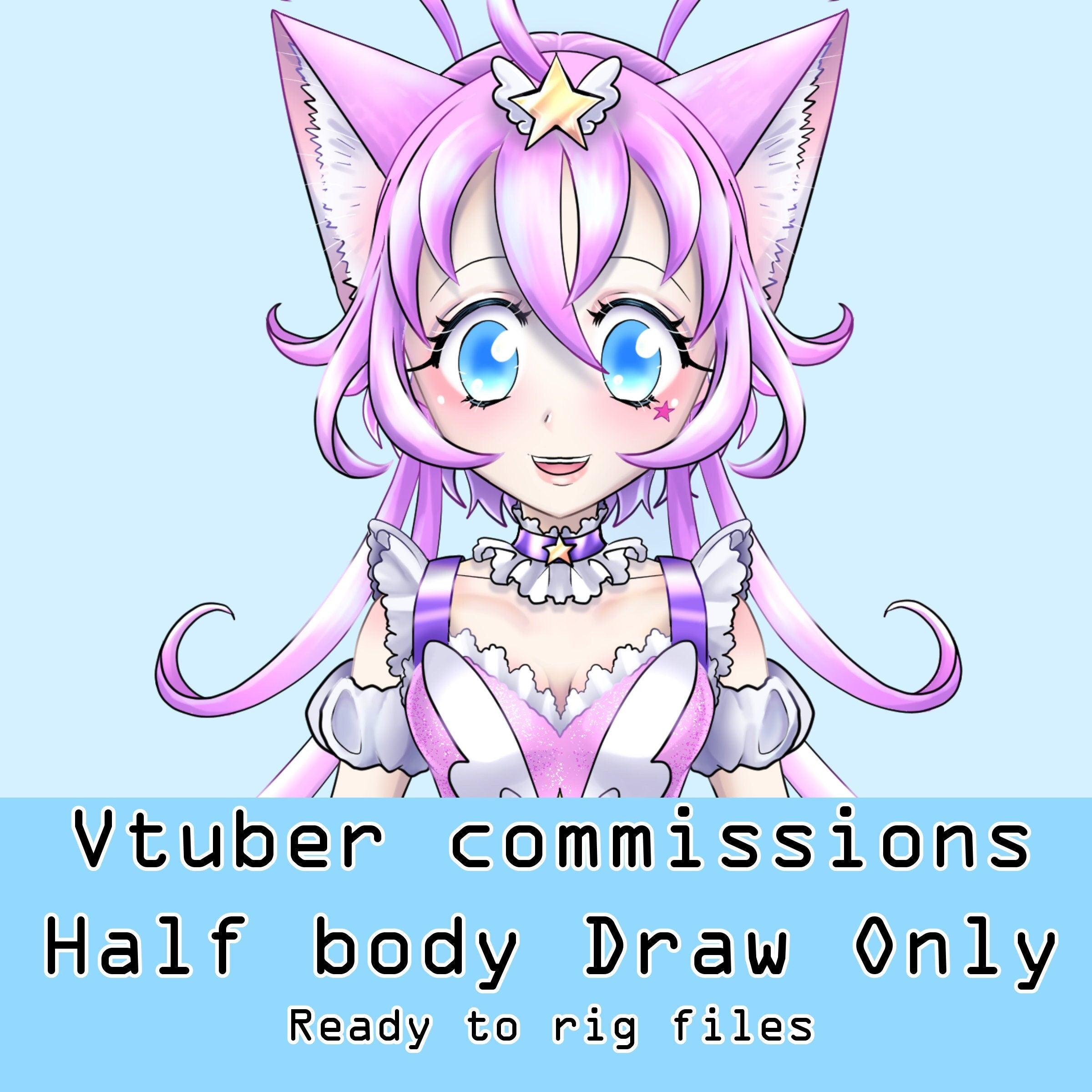VTuber model LIVE2D commission Half body Drawing Art only ready to ...