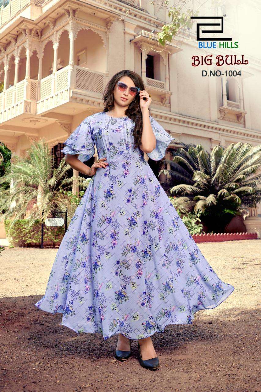 Blue Hills Bigg Bull Weightless Chiffon Printed Designer Attractive Lo ...