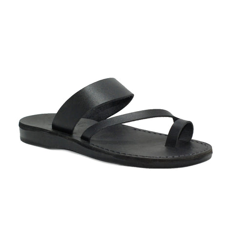 keilah black leather toe ring sandal