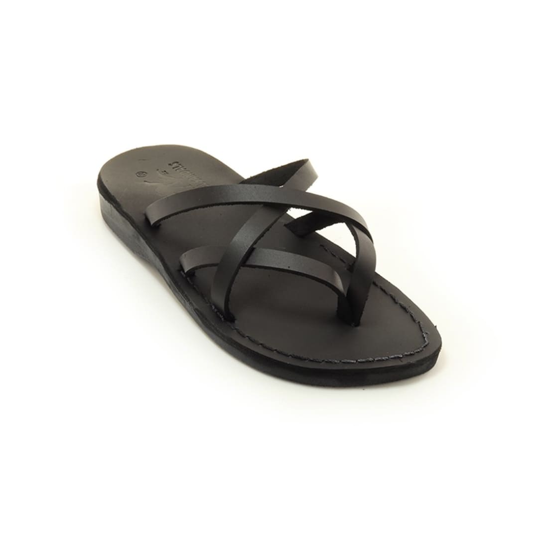 Eos - Black leather slide thong sandal – Holysouq - Handmade Leather ...