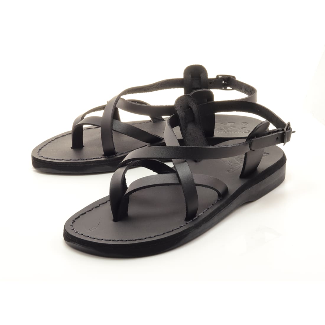 Shafir - Black leather strappy Jesus sandal – Holysouq - Handmade ...