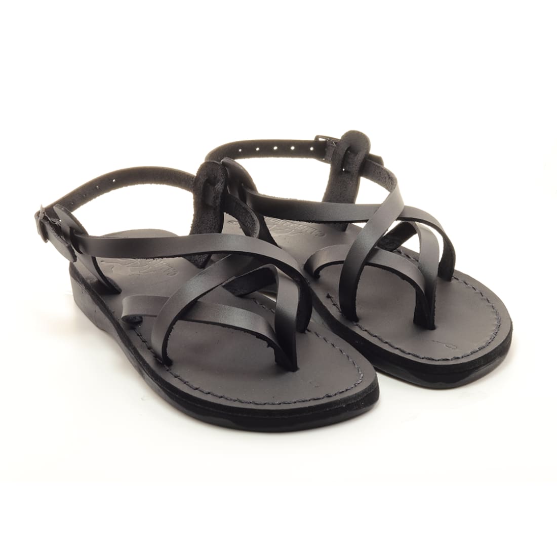 Shafir - Black leather strappy Jesus sandal – Holysouq - Handmade ...