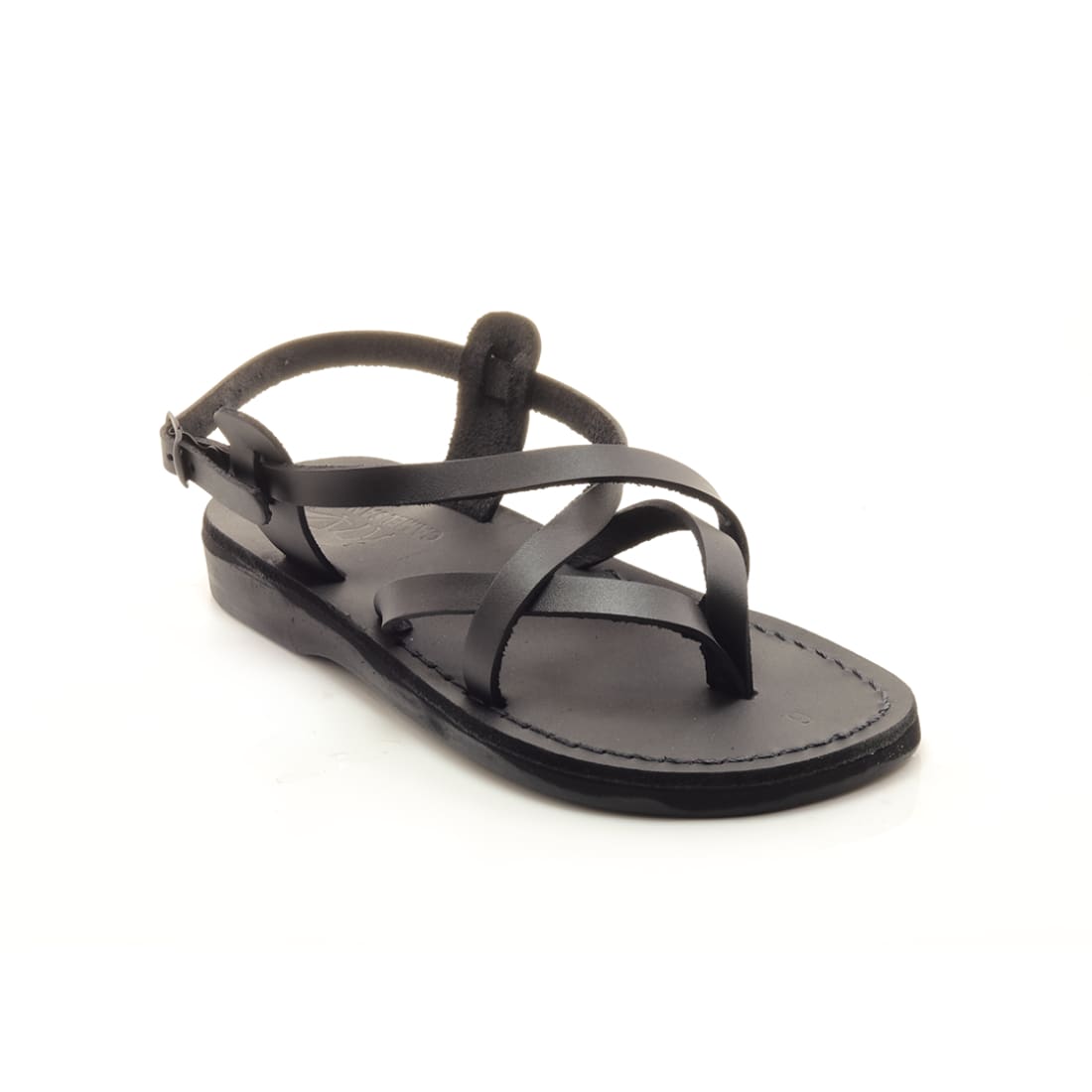 Shafir - Black leather strappy Jesus sandal – Holysouq - Handmade ...