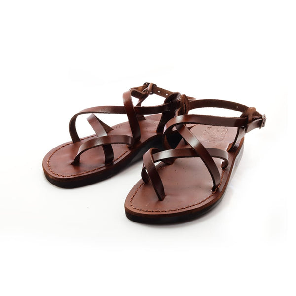 Yael - Leather crossover ankle strap sandal – Holysouq - Handmade Leather  Creations