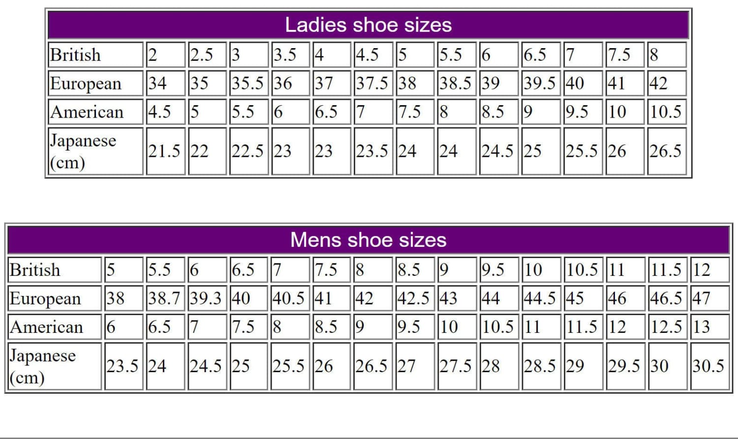 Size Guide