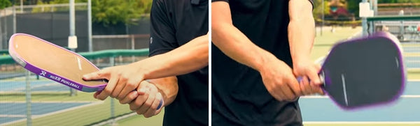 Connor Garnett demonstrating the correct grip for pickleball two handed backhands