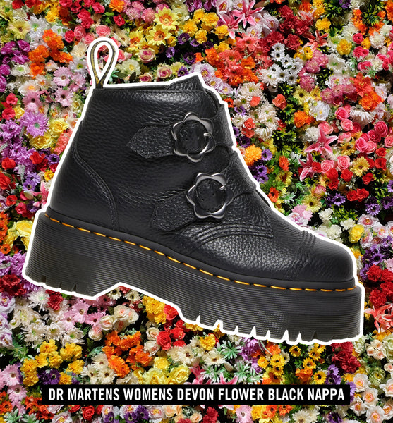 Dr Martens Womens Devon Flower Black Nappa