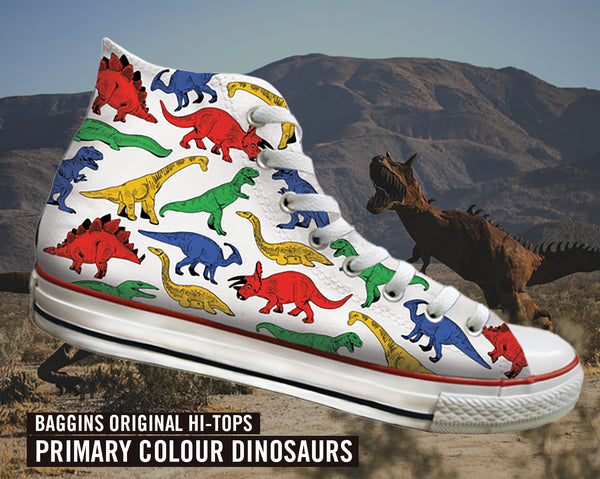 Baggins Original Hi Top Primary Colour Dinosaurs Converse Hi-top Shoes