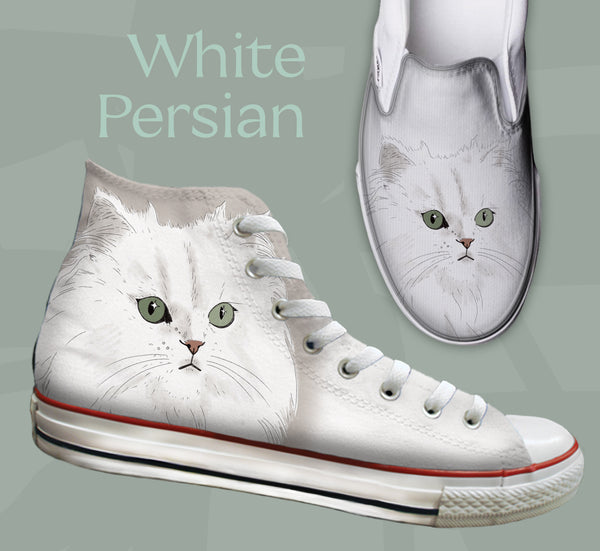 Baggins Original Hi top and Slip On White Persian Cat