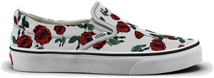 vans red roses classic slip on