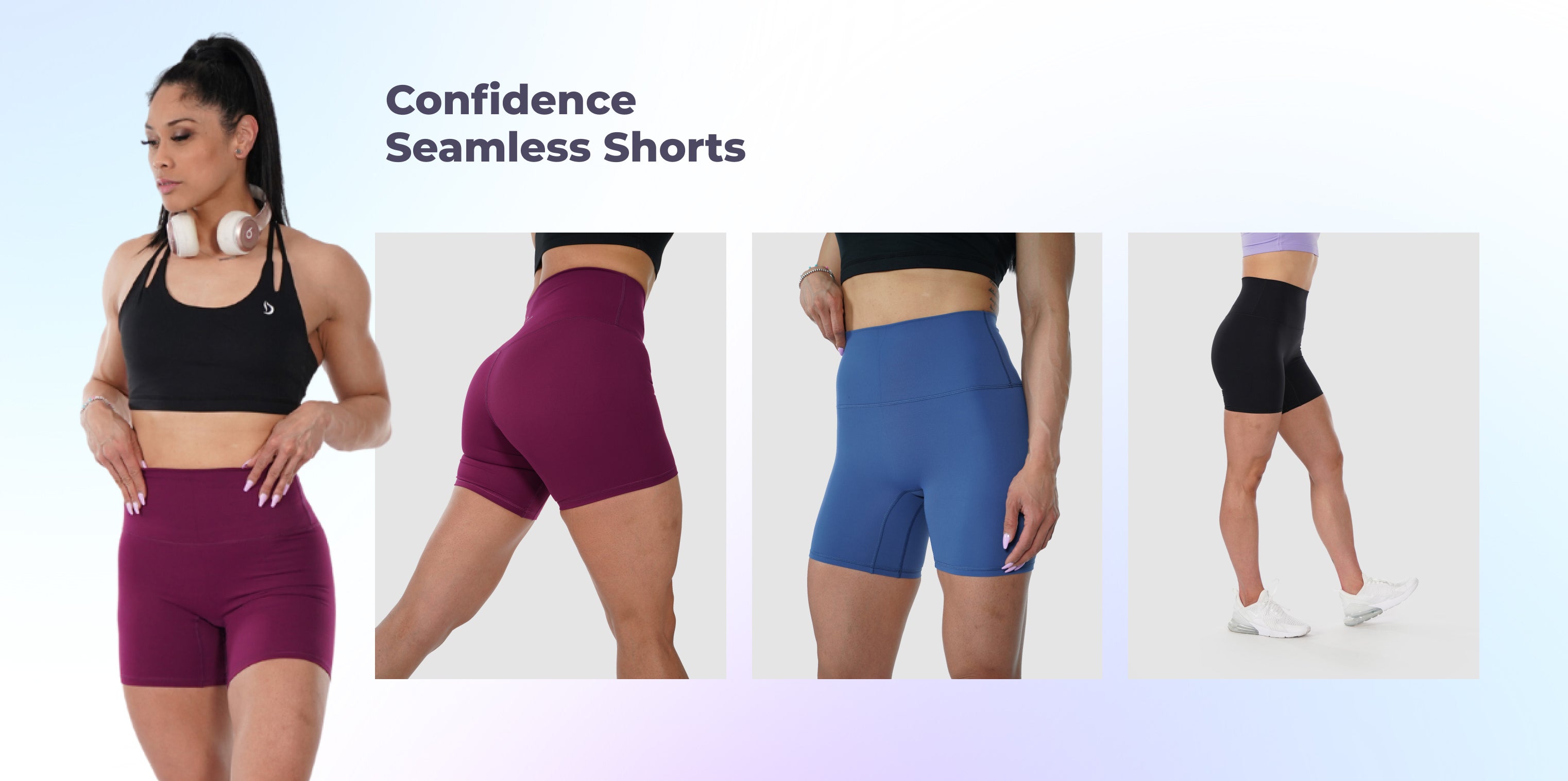 Devotee wear Confidence Seamless bike short, scrunch bum shorts, scrunch bum legging, butt scrunch legging, squat proof legging, one shoulder sports bra, off shoulder bra, womens workout shorts, lifting shorts, mens gym clothes