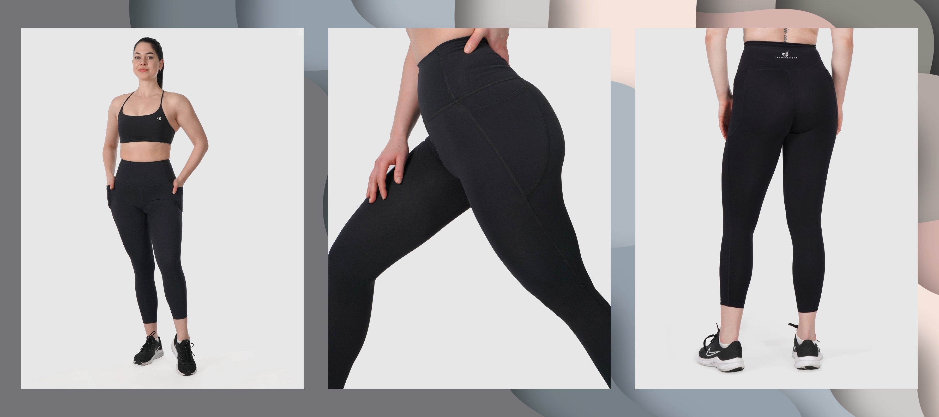 Les dévots portent un legging de poche, un legging d'entraînement pour femme, un legging de gym avec poches, un legging de poche à haute compression, un legging de force. Meilleurs vêtements de sport et vêtements de fitness pour femmes au Canada.