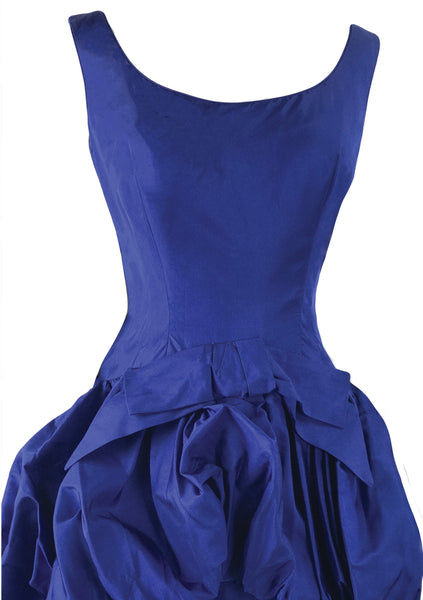 blue silk cocktail dress