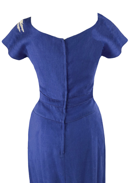 cobalt blue linen dress