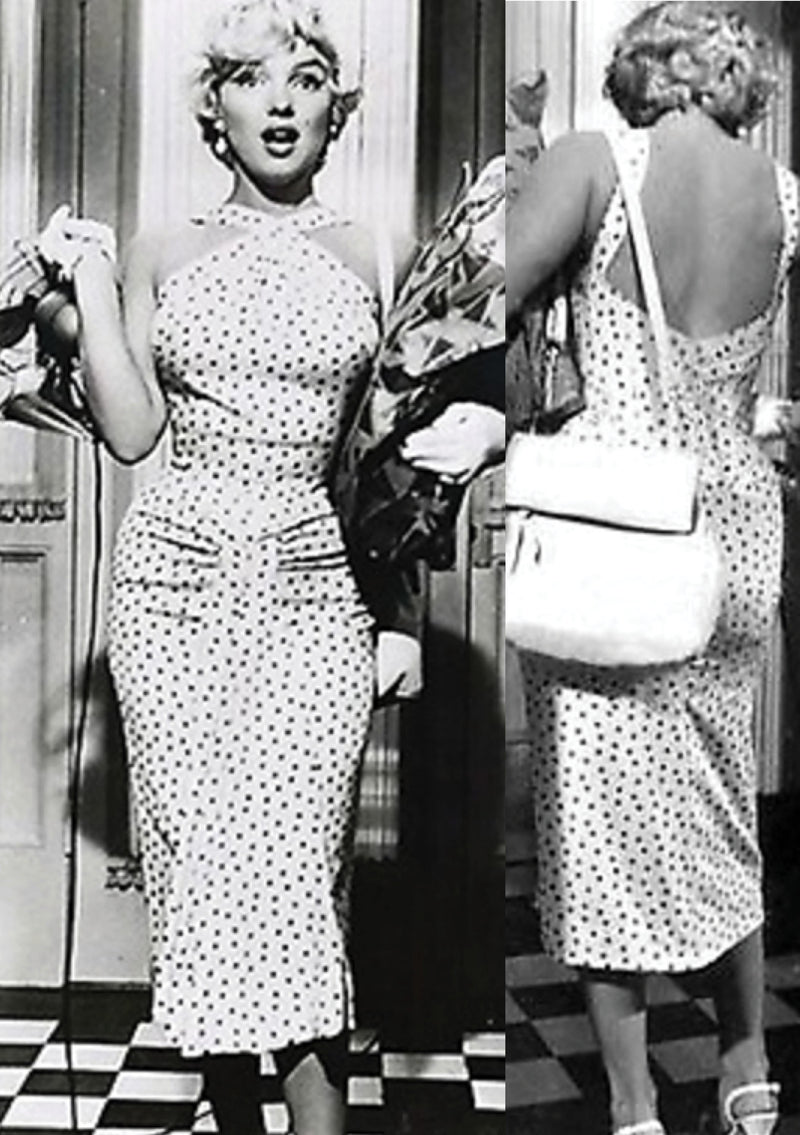 Recreation Of Marilyn Monroe S White Black Spot Day Dress New Coutura Vintage