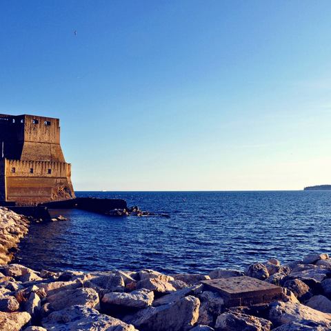 Italy sea side with rocks on the side