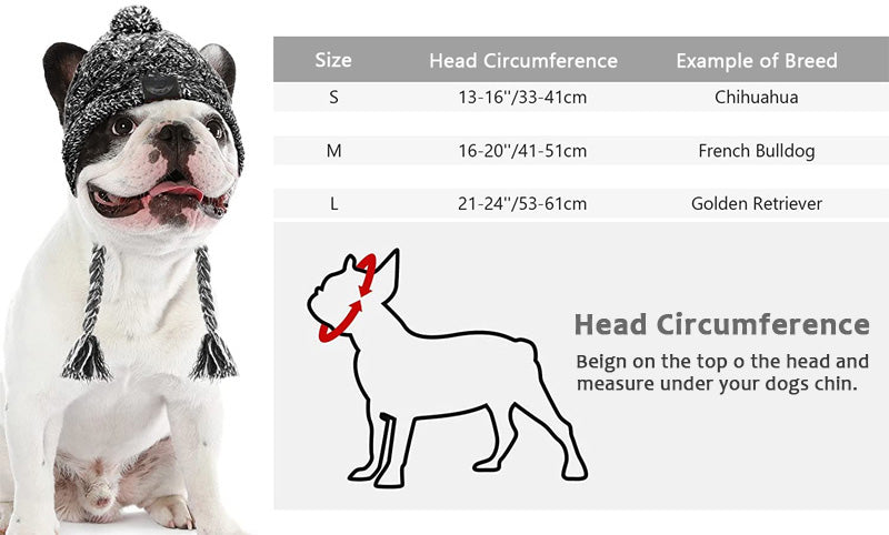 winter dog cat pom pom hat size chart