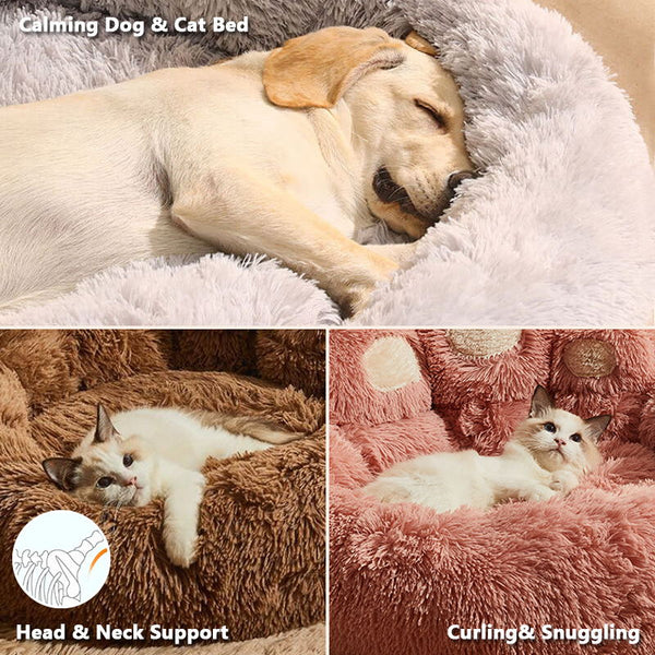 calming pet bed provide head & neck support to help pets sleep soundly