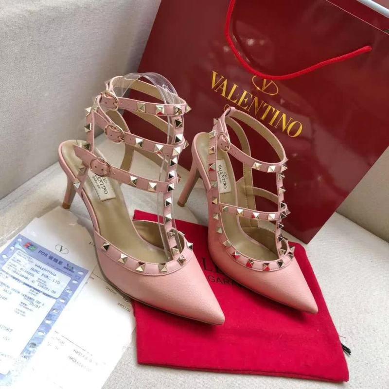 Valentino Fashion Trending Leather Women High Heels Shoes Women Sandals Heel