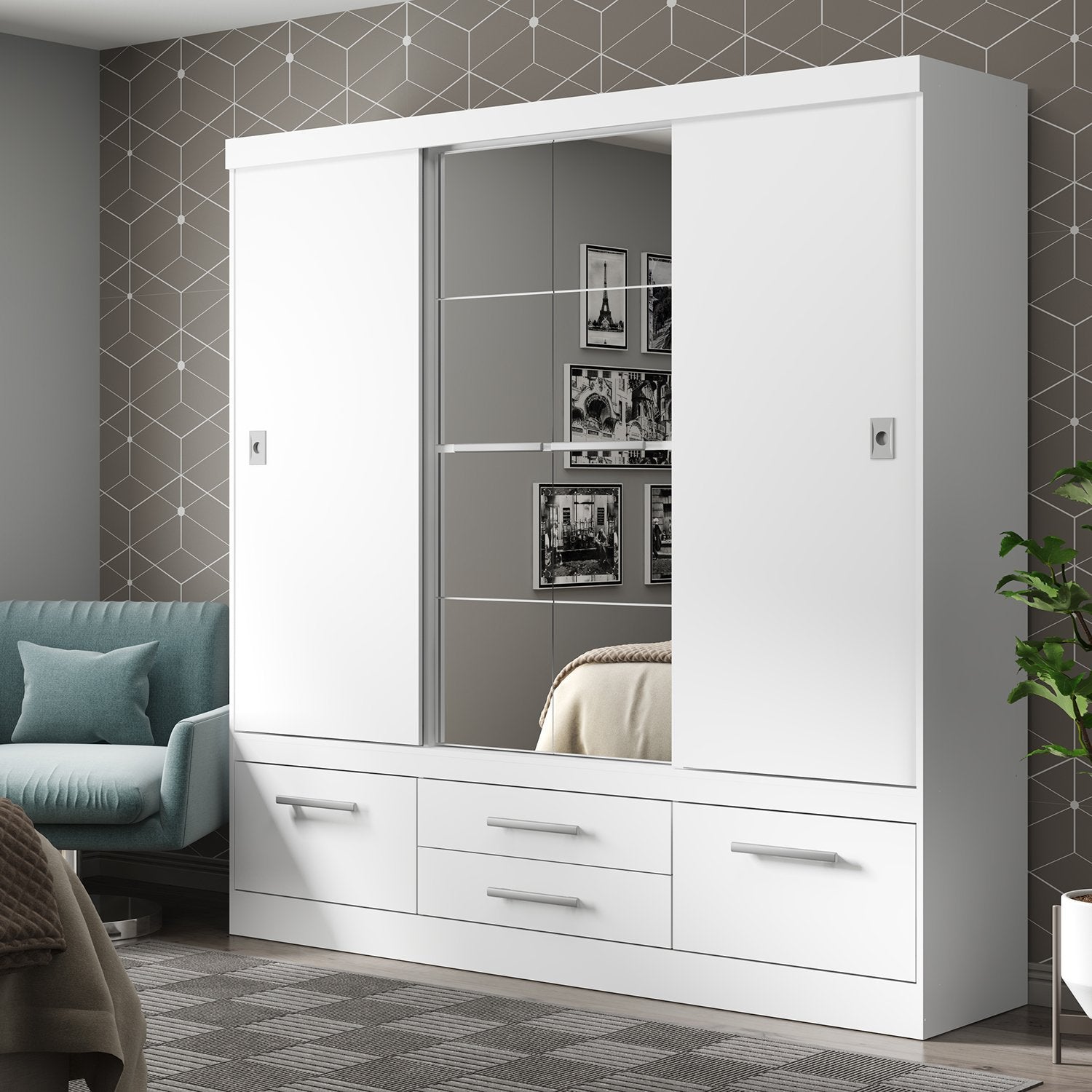 Closet Ferrara Negro Mate 125X183X47