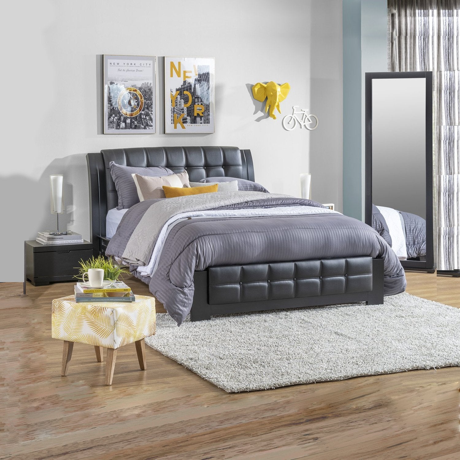 Cama Queen Noruega Negro — Muebles Jamar Panamá