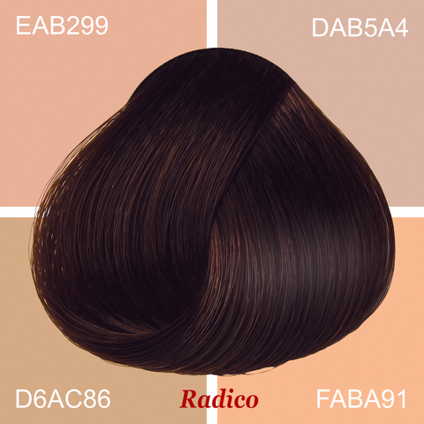 Dark Brown Organic Hair Color Sample. Medium Skin Tone.