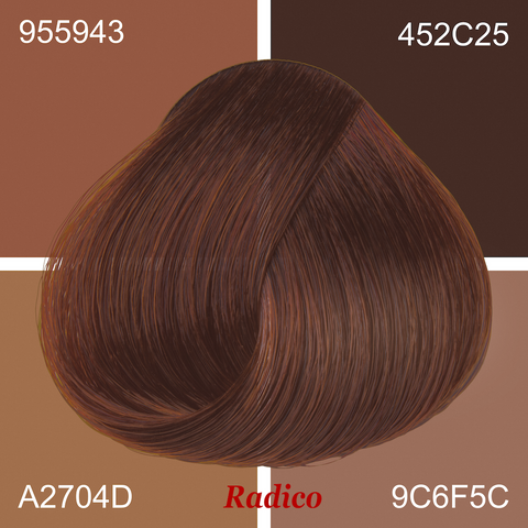 Light Brown Organic Hair Color Sample. Dark Skin Tone.