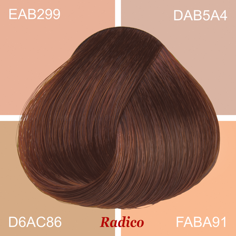 Light Brown Organic Hair Color Sample. Medium Skin Tone.