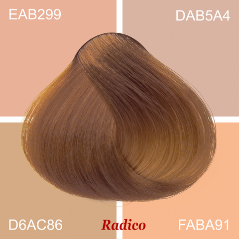 Beige Blonde Organic Hair Color. Medium Skin Tone.