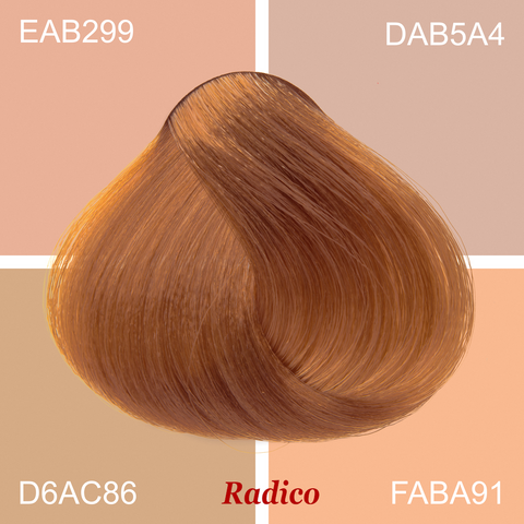 Light Reddish Blonde Organic Hair Color. Medium Skin Tone.