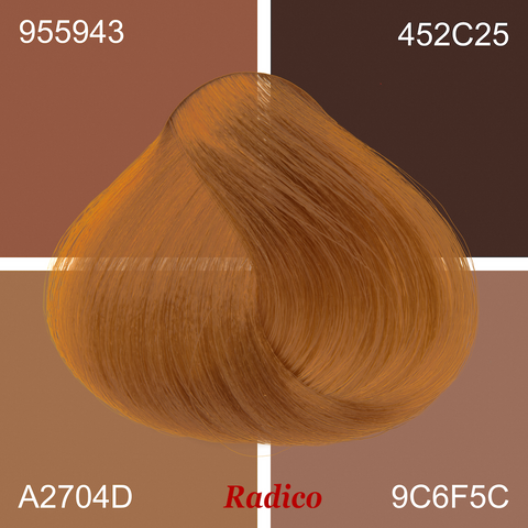 Caramel Blonde Organic Hair Color. Dark skin tone.