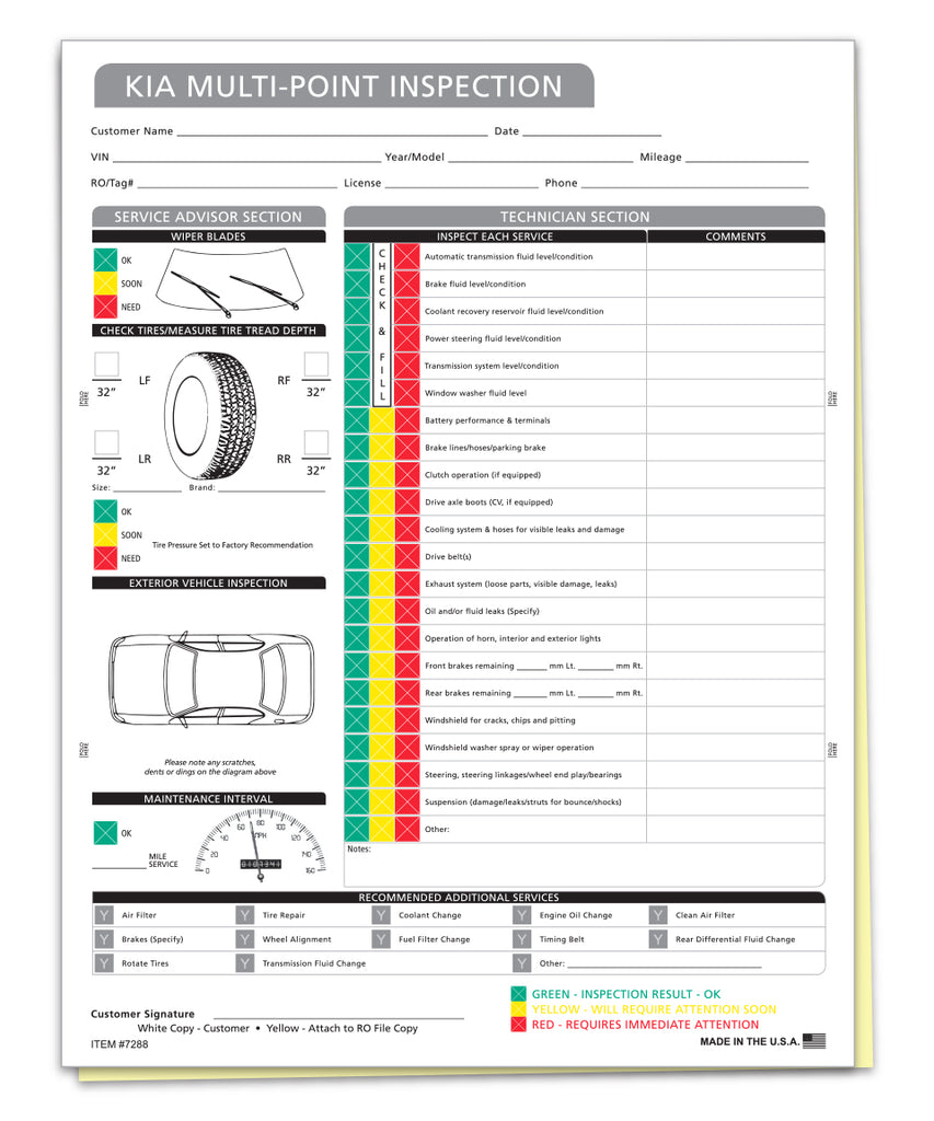 Multi Point Inspection Forms 2 Part Plain Gam Enterprises 3079