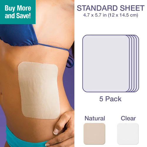 Epi-Derm Patch - 2 x 2.5 in - (5 Pair) (Clear) Silicone Scar Sheets from Biodermis