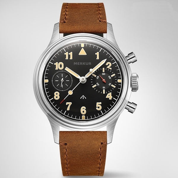 MERKUR Chronograph Mechanical Seagull TY2901 Vintage Pilot Watches ...