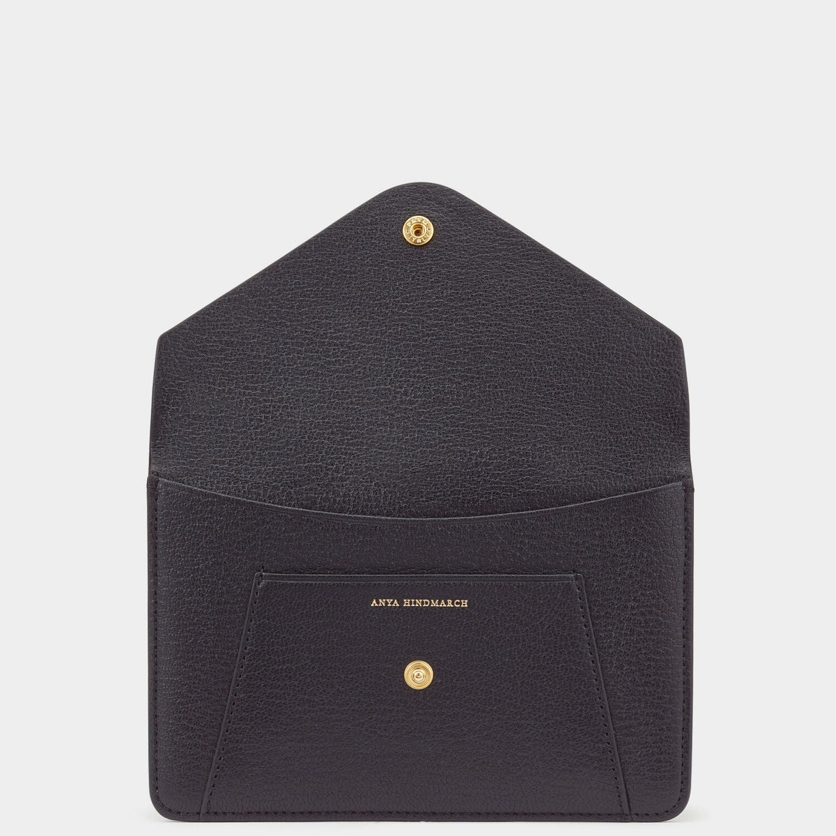 Envelope Passport Holder in Black Capra