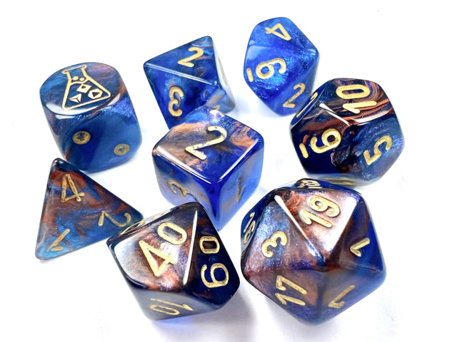 Chessex: 7-Die Set: Lab Dice 6: Lustrous Luminary: Azurite / Gold