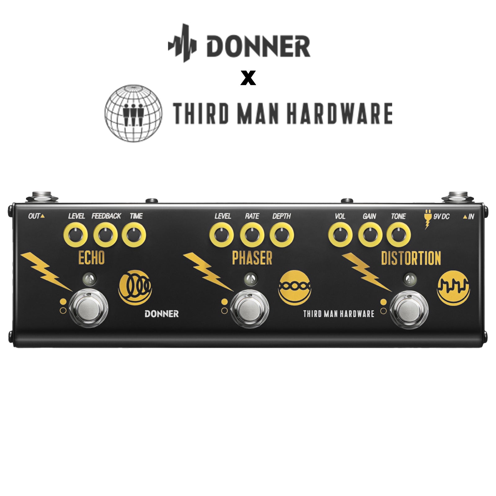 Donner X Third Man Hardware Triple Threat 3-in-1 Analog Multi-Effects Guitar Pedal at Donner