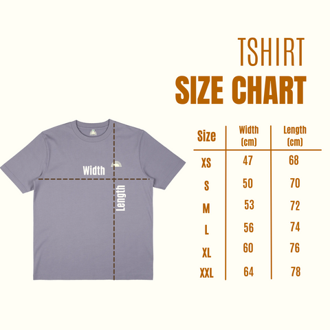 Size chart tshirt suay hype