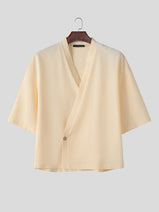 Mens Solid Color Asymmetrical Long Sleeve Cardigan SKUK99016 Nav Image 4