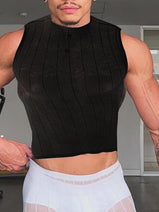 Mens Sheer Mesh Striped Tank SKUK94741 Nav Image 3