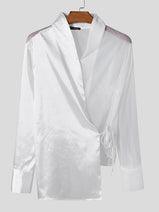 Mens Sheer Tie-Front Long-Sleeve Shirt SKUK79646 Nav Image 4