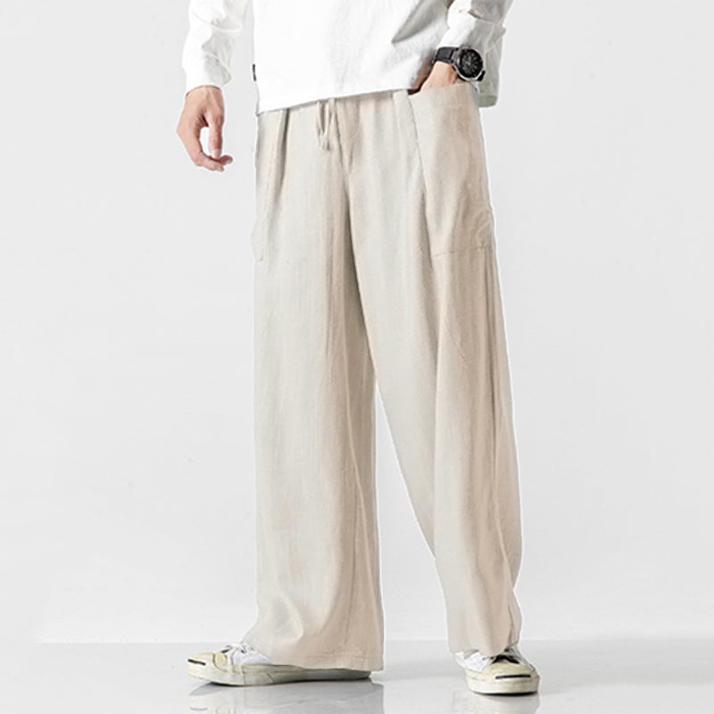 Mens Linen Straight Loose Wide-leg Pants SKUD78749 – INCERUN