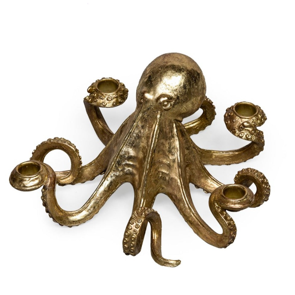 Gold Octopus Candle Stick Holder with space for four dinner candles