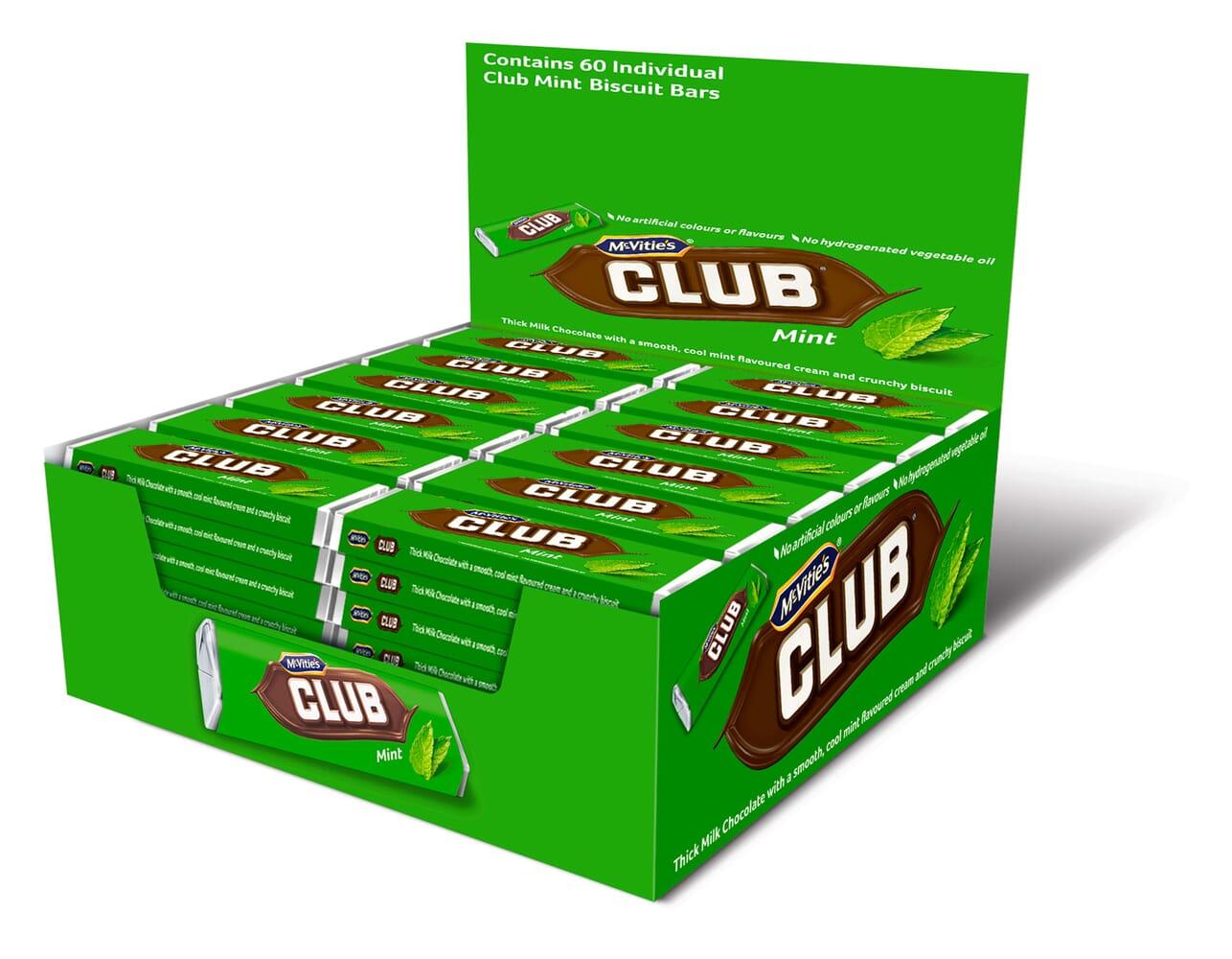 McVitie's Club Mint Biscuit Bars - Box of 60 Individually Wrapped