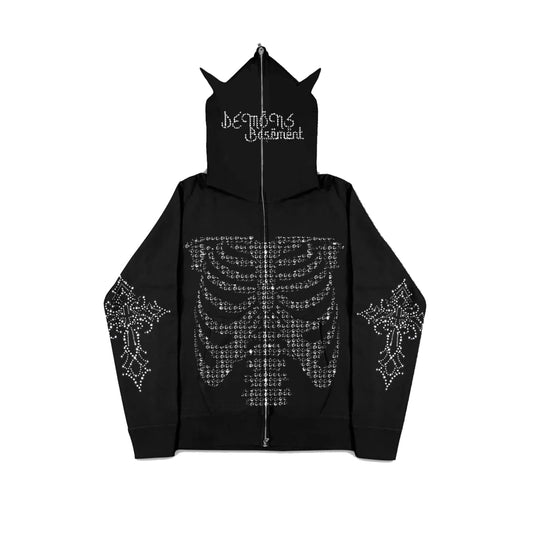 “The Lost World” Horned Rhinestone Full Zip - Up Jacket