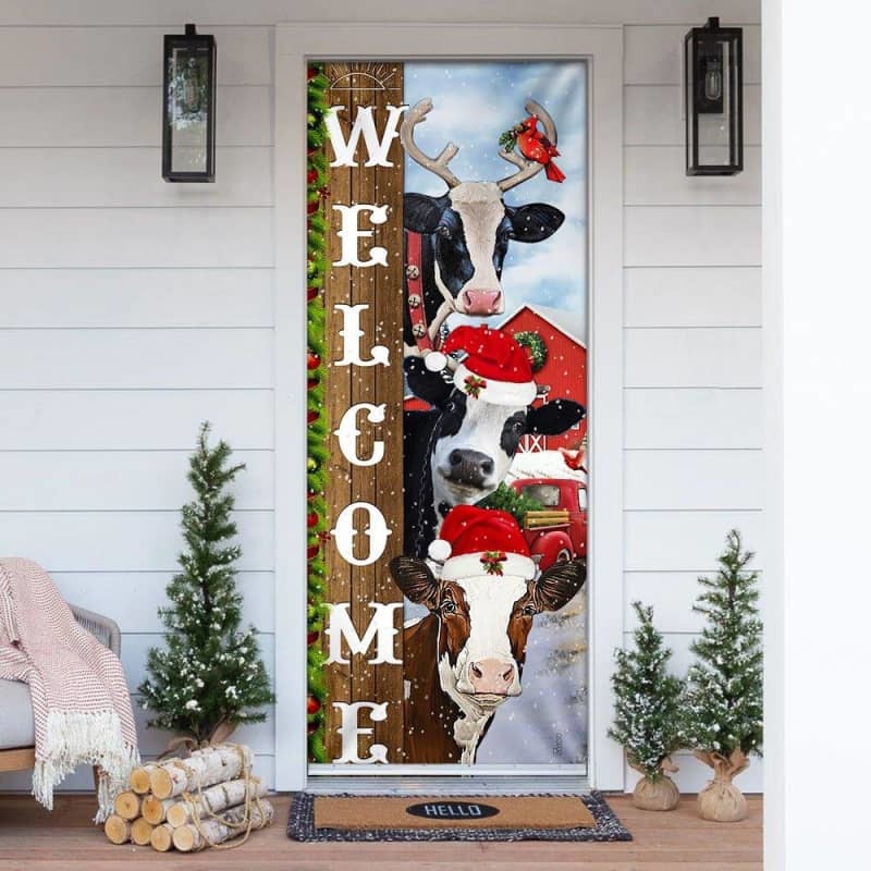 Christmas Cow Door Cover