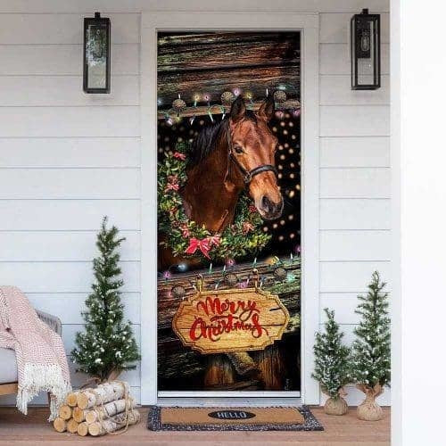 Horse. Merry Christmas Door Cover